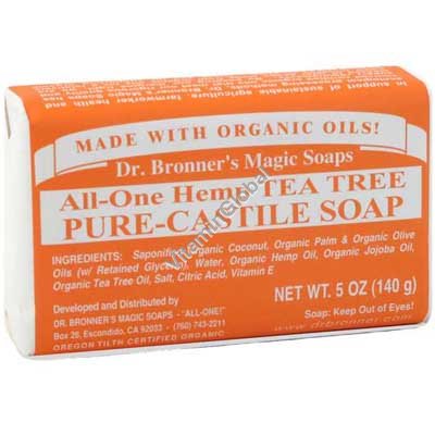 Hemp Tea Tree Pure Castile Soap 140g (5 US OZ) - Dr. Bronner