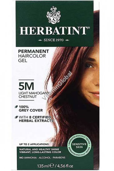 Permanent Haircolor Gel, 5M Light Mahogany Chestnut - Herbatint