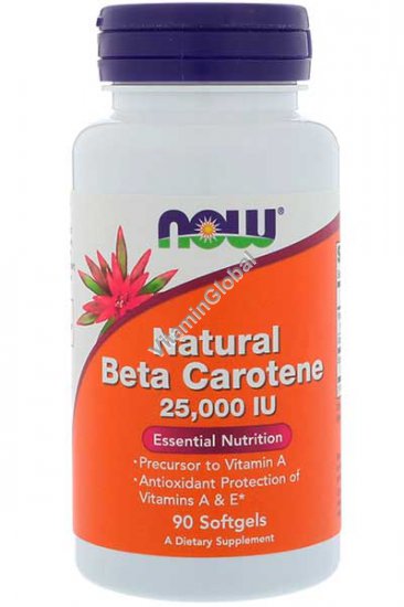 Natural Beta Carotene 25000 IU 90 softgels - Now Foods