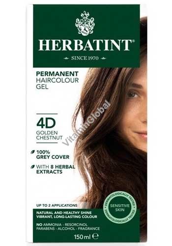 Permanent Haircolor Gel, 4D Golden Chestnut - Herbatint