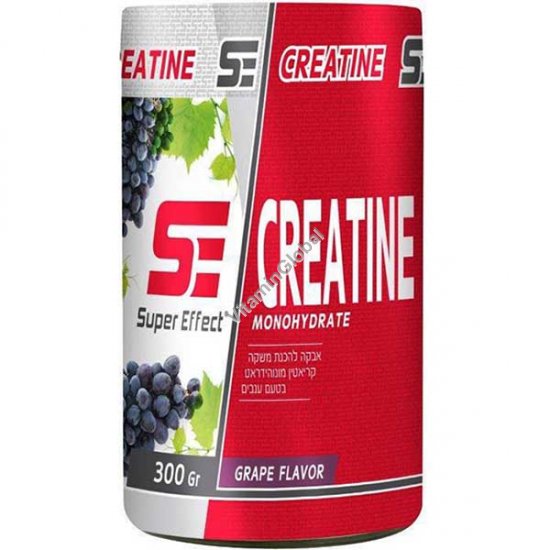 Creatine Monohydrate, Grape Flavor, Kosher Badatz Certified, 300g (10.58 oz) - Super Effect