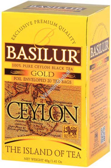 Premium Pure Ceylon Black Tea Gold "The Island of Tea" 20 tea bags - Basilur
