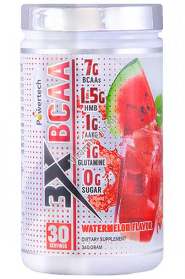 BCAA Powder Watermelon Flavor 340g (12 oz)) - PowerTech