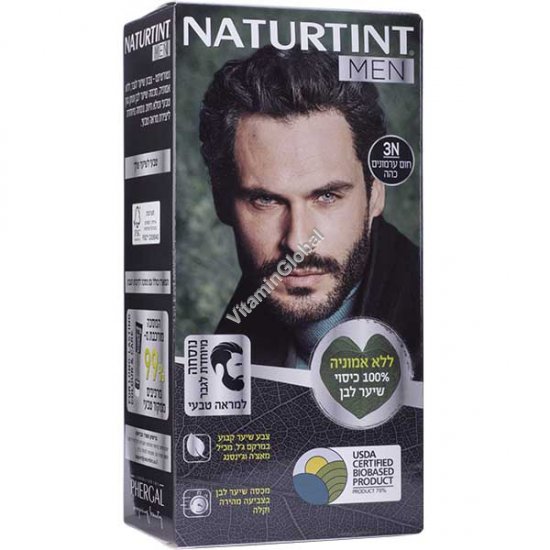 Men’s Permanent Hair Color Gel, Ammonia-Free, 3N Dark Chestnut Brown - Naturtint