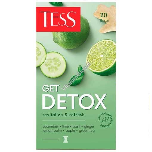 Get Detox - Revitalize & Refresh Green Tea with Ginger, Herbs, and Spices, 20 Teabags - TESS