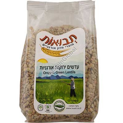 Organic Green Lentils 500g - Tvuot