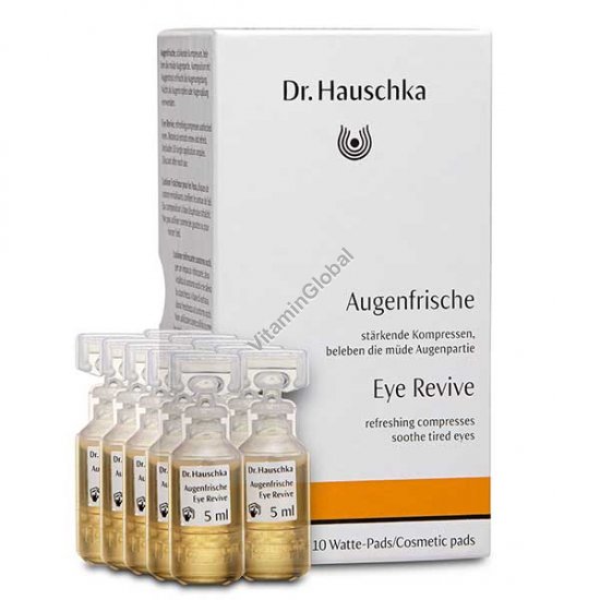 Eye Revive refreshing compresses soothe tired eyes 10 Ampoules & 10 pads - Dr. Hauschka