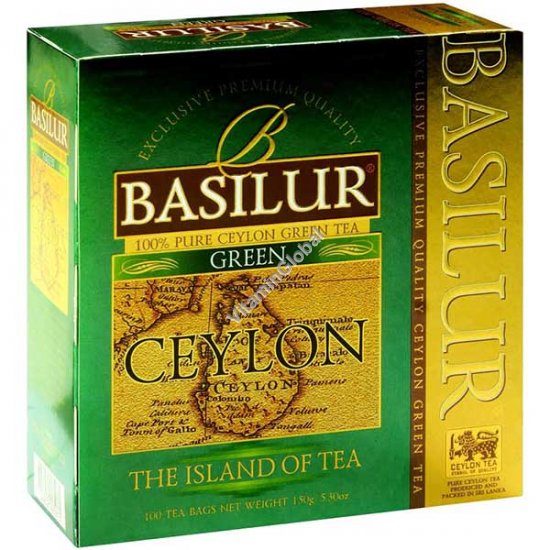 Premium Pure Ceylon Green Tea "The Island of Tea" 100 tea bags - Basilur