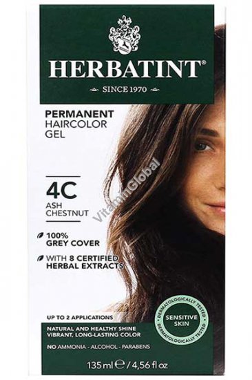 Permanent Haircolor Gel, 4C Ash Chestnut - Herbatint