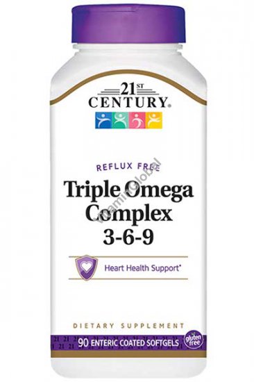 Triple Omega Complex 3-6-9 90 Enteric Coated Softgels - 21st Century
