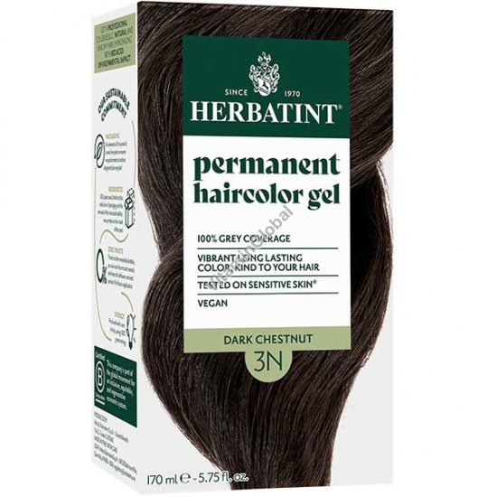 Permanent Haircolor Gel, 3N Dark Chestnut - Herbatint