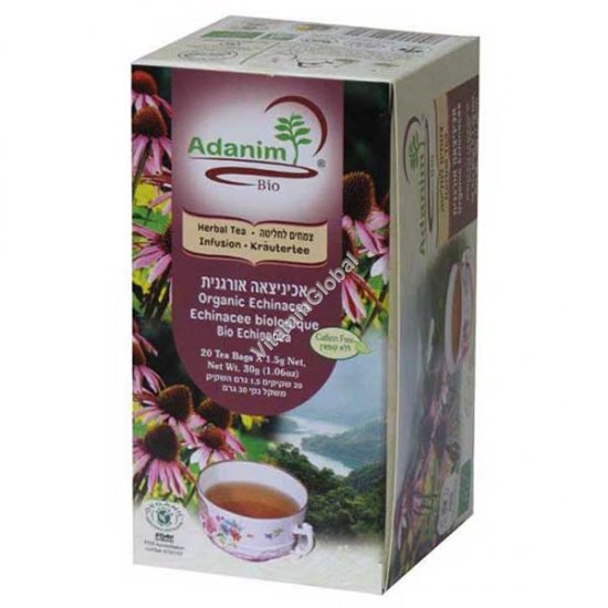 Organic Echinacea, Peppermint & Rose Hip 20 tea bags - Adanim