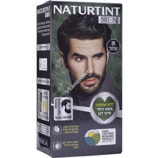 Men’s Permanent Hair Color Gel, Ammonia-Free, 1N Black - Naturtint