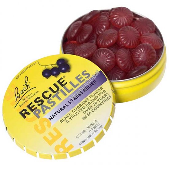 Rescue Pastilles Black Currant Flavor 50g - Bach