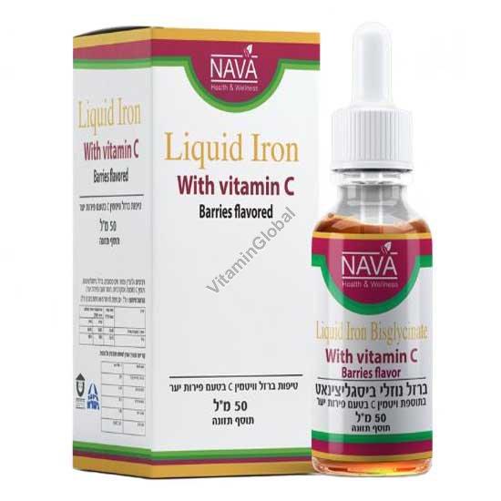 Liquid Iron bisglycinate with Vitamin C Berries Flavor 50ml (1.69 fl oz) - Nava