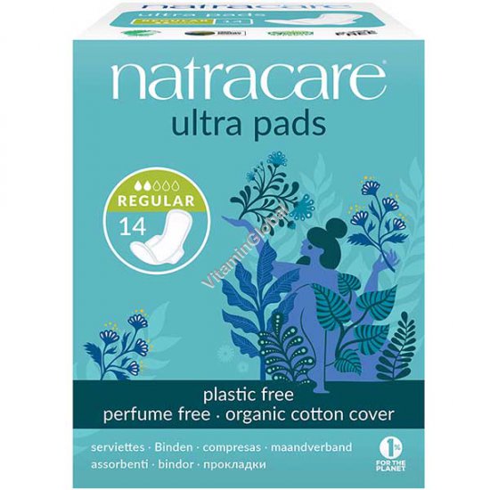 Organic & Natural Ultra Pads with Wings, Regular 14 Count - Natracare