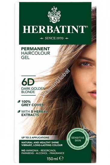 Permanent Haircolor Gel, 6D Dark Golden Blonde - Herbatint