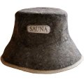 Grey Wool Felt Sauna Hat with "SAUNA" Embroidery