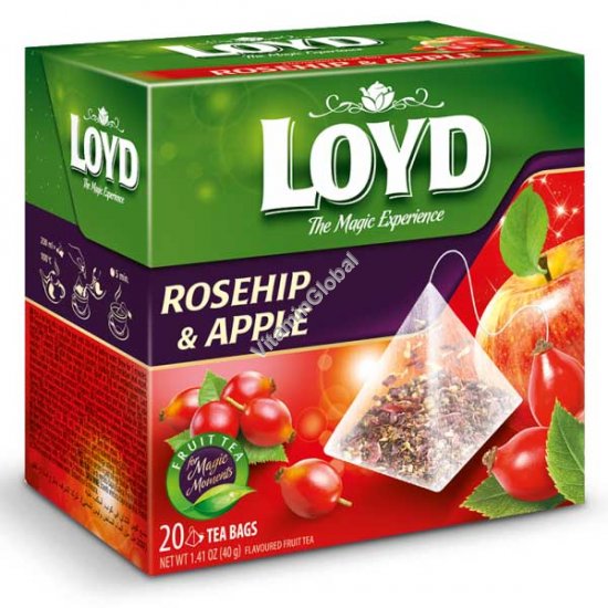 Rosehip & Apple Flavoured Fruit Tea 20 pyramid tea bags - Loyd