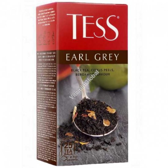 Earl Grey - Black Tea with Bergamot Flavor, 25 Tea Bags - TESS