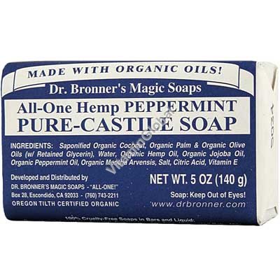 Peppermint Organic Bar Soap 140g (5 US OZ) - Dr. Bronner