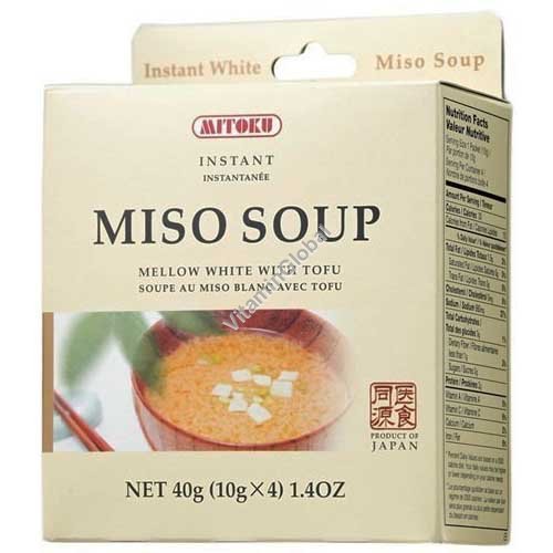 Instant Miso Soup Mellow White with Tofu 4 single servings - Mitoku